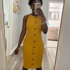 Faux button tank dress